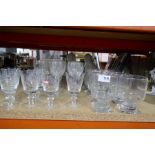 Collection of various drinking vessels including set of eight goblets on square bases