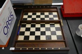 An old rosewood folding chess board