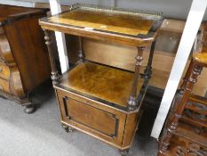 A Victorian burr walnut Wot Not, the lower cupboard enclosing shelves, 57.5cm