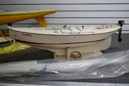 Remote Control model Yacht, built 1934, complete with stand, sail and internal workings (no controll