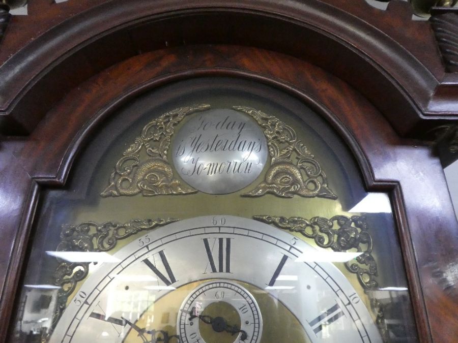 A 19th century mahogany 8 day Longcase clock having brass dial with silvered chapter ring, the dial - Image 3 of 6