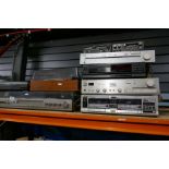 Vintage stereo equipment including Pioneer, Technics, Akai, Marconiphone, Panasonic, etc