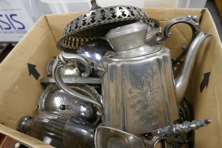 Two boxes of silver plate, costume jewellery and similar - Image 2 of 4