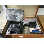 Leather case containing Sega mega drive and games etc