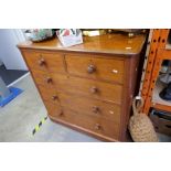 Solid wood two short over three long chest of drawers with turned wooden handles and a great patina