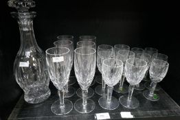 Waterford, a small quantity of glasses including six champagne, six White Wine, five sherry and a ma