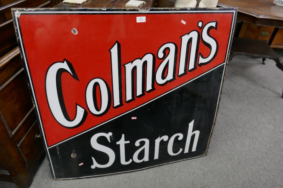 An old enamelled sign  for Colman's Starch, 95.5cm x 92cm