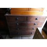 Vintage mahogany inlaid chest of 2 short over 3 long drawers