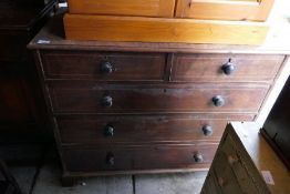 Vintage mahogany inlaid chest of 2 short over 3 long drawers