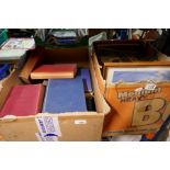 Box of mixed hard back novels, box of war related ephemera and picture