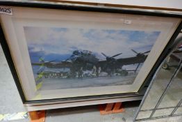 Three framed and glazed prints depicting military aircraft, two by Robert Taylor and another. Commem