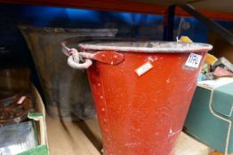 Box of collectables including Royal standard accordian, barometer and two fire buckets etc