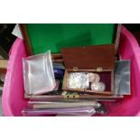 Crate of various old coinage, stamps, coinage packs etc
