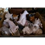 A box of sundry including animals