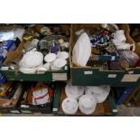 Three boxes of mixed china and glass sundry items to include costume jewellery, measure etc. Also a