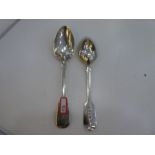 A pair of two early Victorian silver dessert spoons hallmarked London 1847 Charles Lias. 2.96ozt app