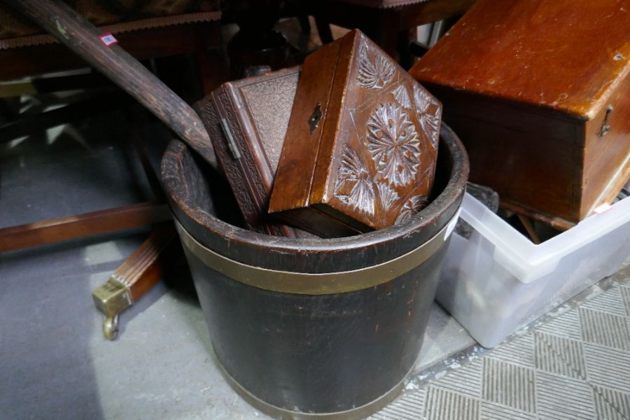 A brass bound bucket and sundry - Image 2 of 5