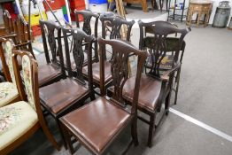 A set of 6 early 20th century mahogany dining chairs including a pair of carvers