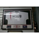 Framed and glazed Steven Gerrard England shirt and a signed framed and glazed poster 'Gazza'