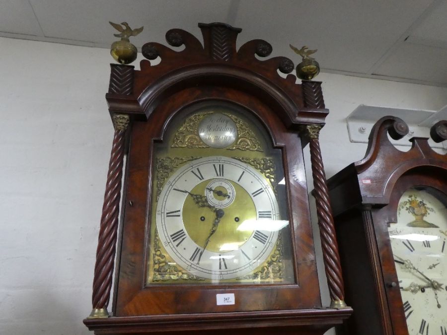 A 19th century mahogany 8 day Longcase clock having brass dial with silvered chapter ring, the dial - Image 2 of 6