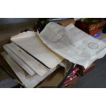 A quantity of unframed but mainly mounted 19th century prints and some maps