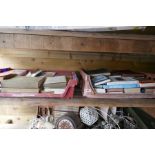 Two crates of vintage books including Millers guides, books on wine, annuals, etc