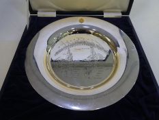 A silver commemorative plate for the Battle of Trafalgar 1805-2005 cased, by Richard Fox, London 200