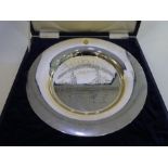 A silver commemorative plate for the Battle of Trafalgar 1805-2005 cased, by Richard Fox, London 200