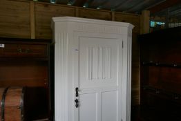 Vintage white painted single door wardrobe