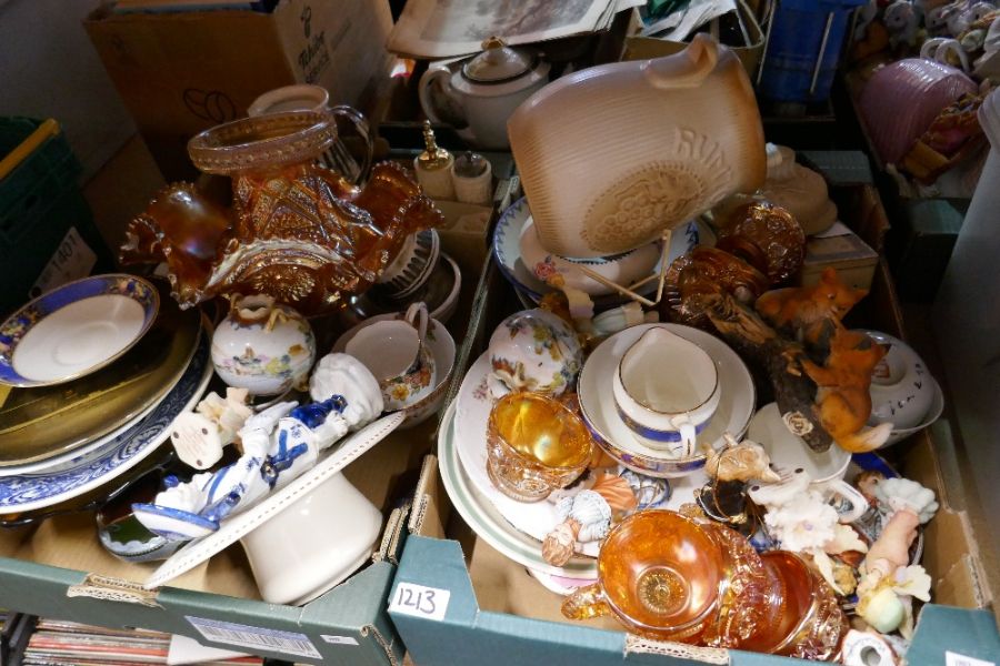 Three crates of mixed china including Royal Albert, Carnival glass, Aynsley, Poole, etc - Image 2 of 4