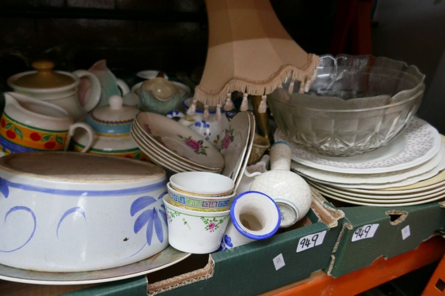 Four boxes mixed China and glassware including Copeland, Islamic pottery, lamp etc - Image 3 of 3