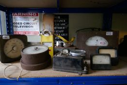 Selection of vintage gauges, speedometer etc