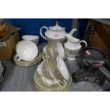 Royal Doulton teaset 'English Renaissance', good condition and a matt black bowl supported by carp b