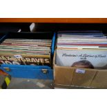 Two vintage boxes of LPs of various subjects including Classical music, etc