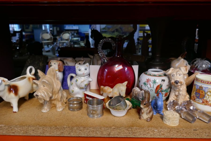 A large quantity of mostly small collectables, including china figures by Sylvac, paperweights, cutl