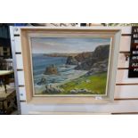 Two oil on boards depicting coastal scenes initialed KS