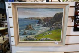 Two oil on boards depicting coastal scenes initialed KS