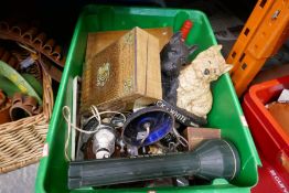 Box of vintage collectables to include wooden boxes, jewellery boxes and advertising