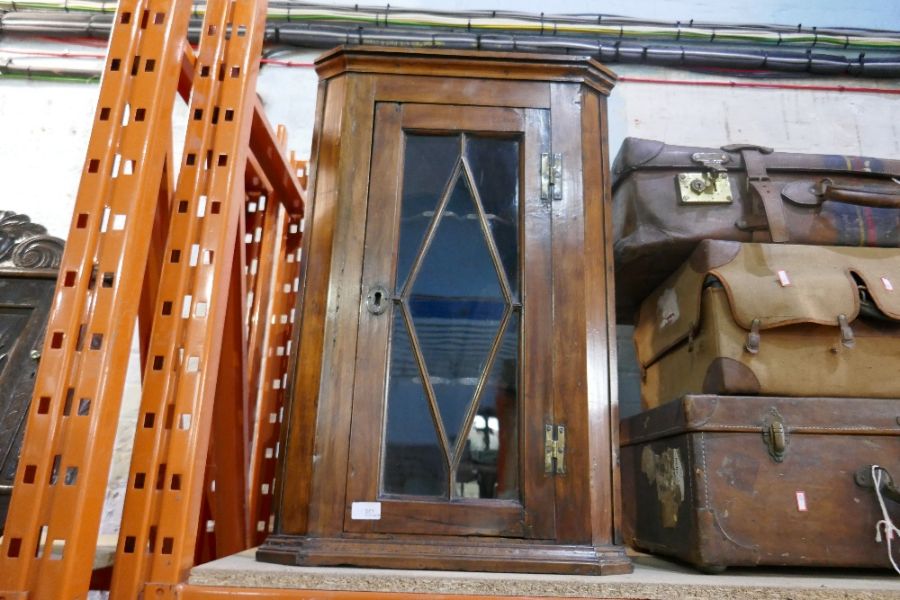 Two Victorian corner cupboards, one hand carved decoration and dated 1892 - Image 4 of 7