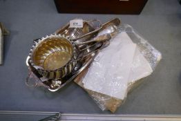 A quantity of silver plate including cutlery from The Devonshire Regiment and a selection of cigaret
