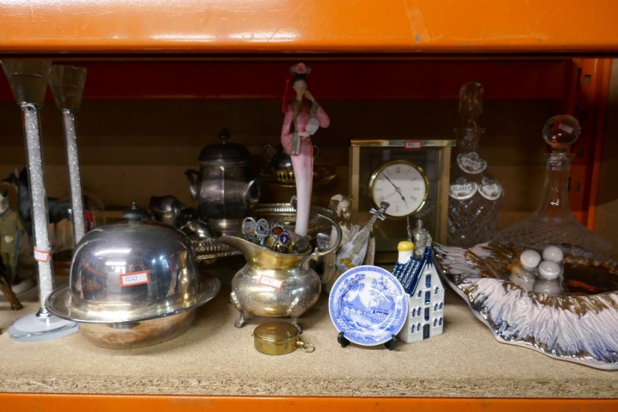 Silver plated ware, collection of ceramic dog ornaments, clock, etc - Image 2 of 6