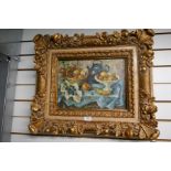 Oil on canvas still life, signed L. Marin, impressive gilt frame picture 39 x 30cm