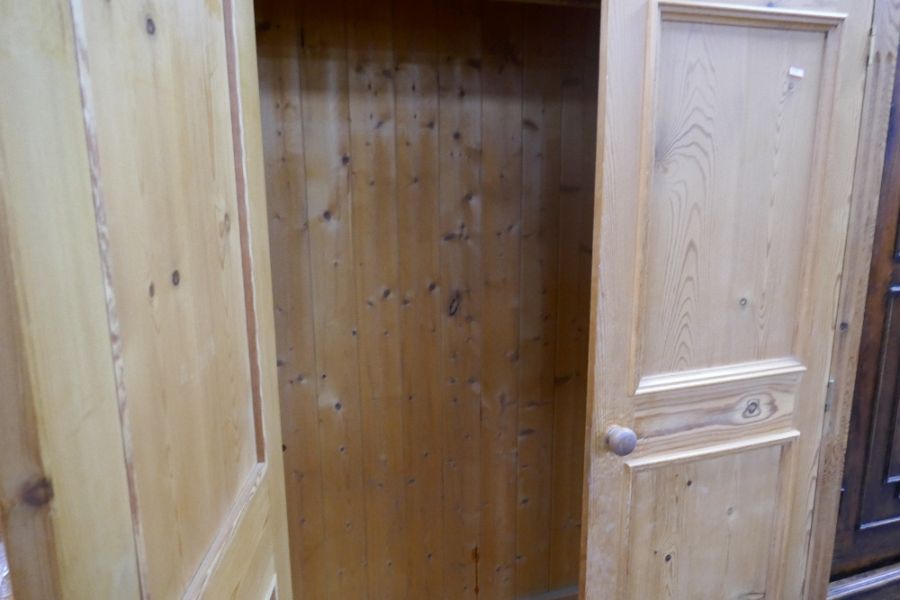 Waxed pine two drawer wardrobe with two base drawers - Image 3 of 3
