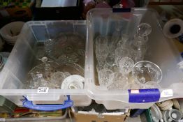 Two boxes of crystal glasses, decanters, some Edinburgh crystal