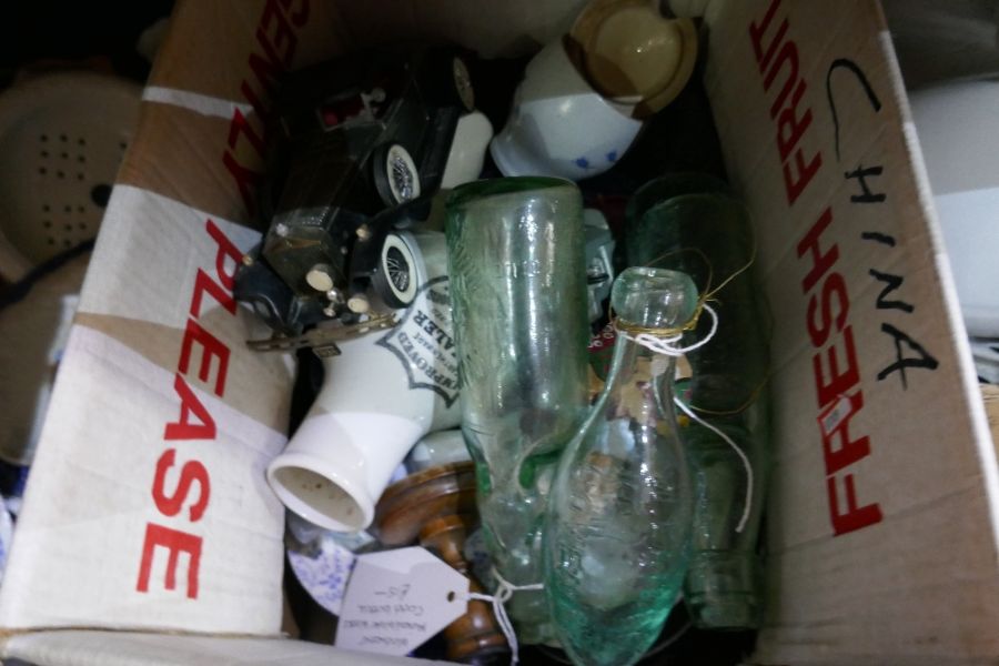 Four boxes of mixed china and glassware, pictures and frames including plates, etc - Image 5 of 7