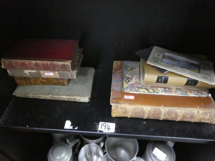 Two shelves of antique and later leather bound books - Image 2 of 2