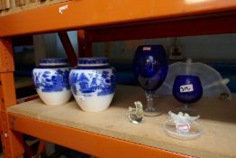 A quantity of vintage china and glassware manufactured by Minton's including cheese dishes, Wedgwood