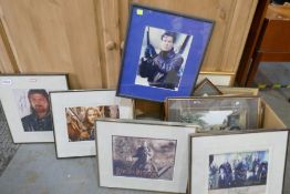 Four Lord of the Rings and signed prints including Sean Bean, and sundry pictures (Box of)