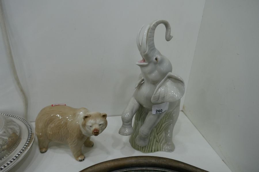 A Spanish porcelain figure depicting an Elephant stamped 'Gama' plus a figure of a Polar Bear - Image 5 of 7