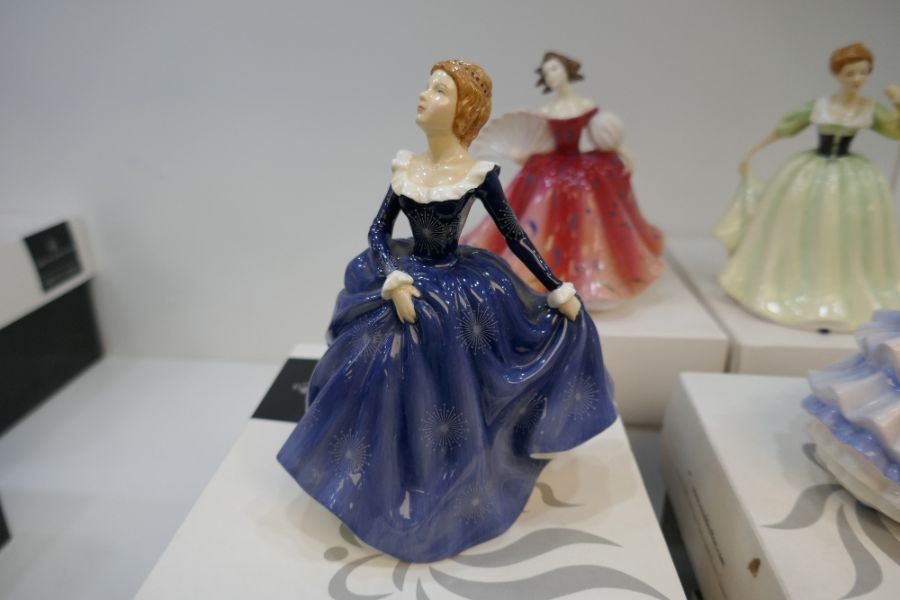 A selection of four Royal Doulton figures in fine dress: Fragrance, Hannah, First Waltz & Lily - Image 8 of 8